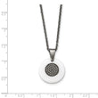 Stainless Steel Polished Circle White Ceramic CZ Necklace