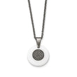 Stainless Steel Polished Circle White Ceramic CZ Necklace