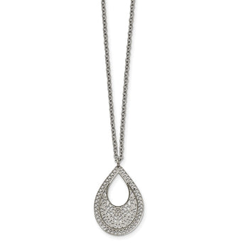 Stainless Steel Polished Textured Cut-out Design Necklace