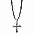 Stainless Steel Resin and Glass Beads & CZ Cross Necklace