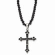 Stainless Steel Resin and Glass Beads & CZ Cross Necklace