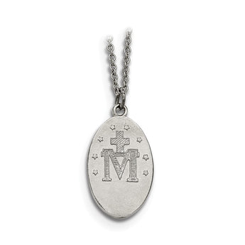 Stainless Steel Polished Miraculous Medal Reverse Necklace