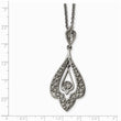 Stainless Steel Polished Textured Dangle w/2in ext Necklace