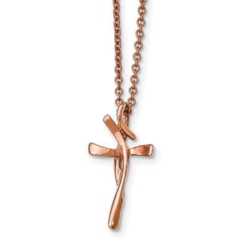 Stainless Steel Polished Rose Gold IP-plated Cross Necklace