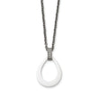 Stainless Steel Polished Tear Drop White Ceramic CZ Necklace