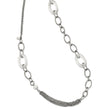 Stainless Steel Polished w/ White Cat's Eye Slip-on Necklace
