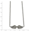 Stainless Steel Polished and Textured Angel Wings 2in ext. Necklace