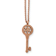 Stainless Steel Polished Laser-cut Rose IP-plated Key Necklace