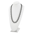 Stainless Steel Polished w/ Black Ceramic w/ 2in ext. Necklace