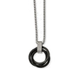 Stainless Steel Polished Multi Circle Black Ceramic CZ Necklace