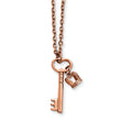 Stainless Steel Polished Rose IP Key & Crown w/2 in ext Necklace