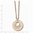 Stainless Steel Polished Rose IP Crystal Ceramic 2in ext. Necklace