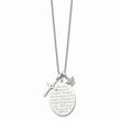 Stainless Steel Polished Serenity/French Prayer CZ Cross 2in ext. Necklace