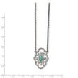 Stainless Steel Polished CZ and Imi. Turquoise with 2in ext Necklace