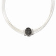 Stainless Steel Polished Grey Crystal Cotton Cord 2.5in ext Necklace