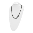 Stainless Steel Polished Leather with Black Agate 1.5in ext. Necklace