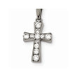 Stainless Steel Polished Cross CZ Necklace