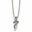 Stainless Steel Polished Crystal Fancy Twisted Black & White Necklace