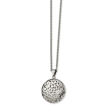 Stainless Steel Polished Puffed Cut-out Design Necklace