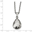 Stainless Steel Polished Hammered Hollow Teardrop Puff Necklace