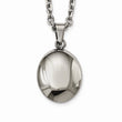 Stainless Steel Polished Hollow Puff Oval Necklace