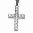 Stainless Steel Polished Round CZ Cross Necklace