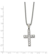 Stainless Steel Polished Round CZ Cross Necklace