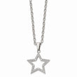 Stainless Steel Polished Round CZ Star Necklace