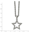 Stainless Steel Polished Round CZ Star Necklace