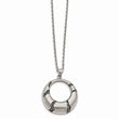 Stainless Steel Antiqued and Brushed Crystal Circle Necklace