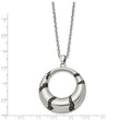 Stainless Steel Antiqued and Brushed Crystal Circle Necklace