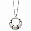 Stainless Steel Antiqued and Brushed Crystal Circle Necklace