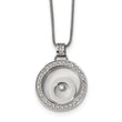 Stainless Steel with Moving CZ Floating in Glass Circle Necklace