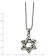 Stainless Steel Antiqued and Polished Star of David Necklace