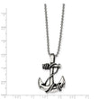 Stainless Steel Antiqued and Polished Anchor Necklace