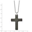 Stainless Steel Solid Black Carbon Fiber Cross Necklace