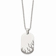 Stainless Steel Polished Black IP-plated Flames Dog Tag Necklace