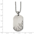 Stainless Steel Polished Black IP-plated Flames Dog Tag Necklace