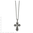 Stainless Steel Polished w/ Enamel and CZ Cross Necklace