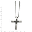 Stainless Steel Polished Black IP-plated Cross 22 inch Necklace