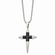 Stainless Steel Polished Black IP-plated Pointed Cross 22 inch Necklace