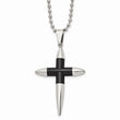 Stainless Steel Polished Black IP-plated Pointed Cross 22 inch Necklace