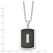 Stainless Steel Polished w/ CZ and Black Carbon Fiber Inlay Necklace