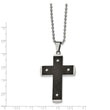 Stainless Steel Brushed and Polished Black IP-plated Cross Necklace