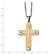 Stainless Steel Brushed and Polished Yellow IP-plated Cross Necklace