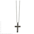 Stainless Steel Polished Black IP-plated Cut out Cross Necklace