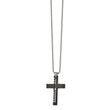 Stainless Steel Polished Black IP-plated Cut out Cross Necklace