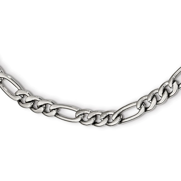 Stainless Steel Polished Figaro 24 inch Chain Necklace