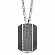 Stainless Steel Brushed & Polished Black IP Blue Carbon Inlay Necklace