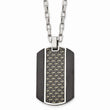 Stainless Steel Brushed & Polished Black IP Carbon Fiber Inlay Necklace